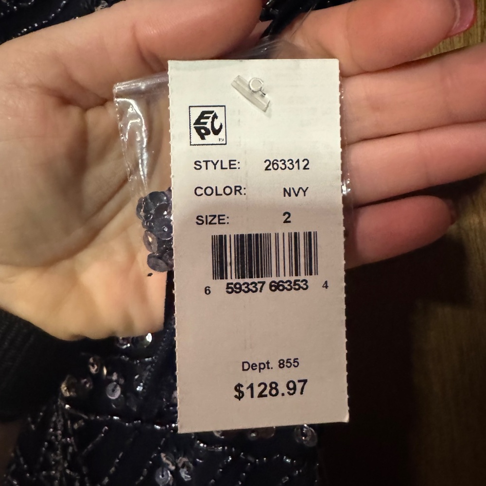Marina navy blue sequin formal maxi dress NWT - Picture 6 of 7